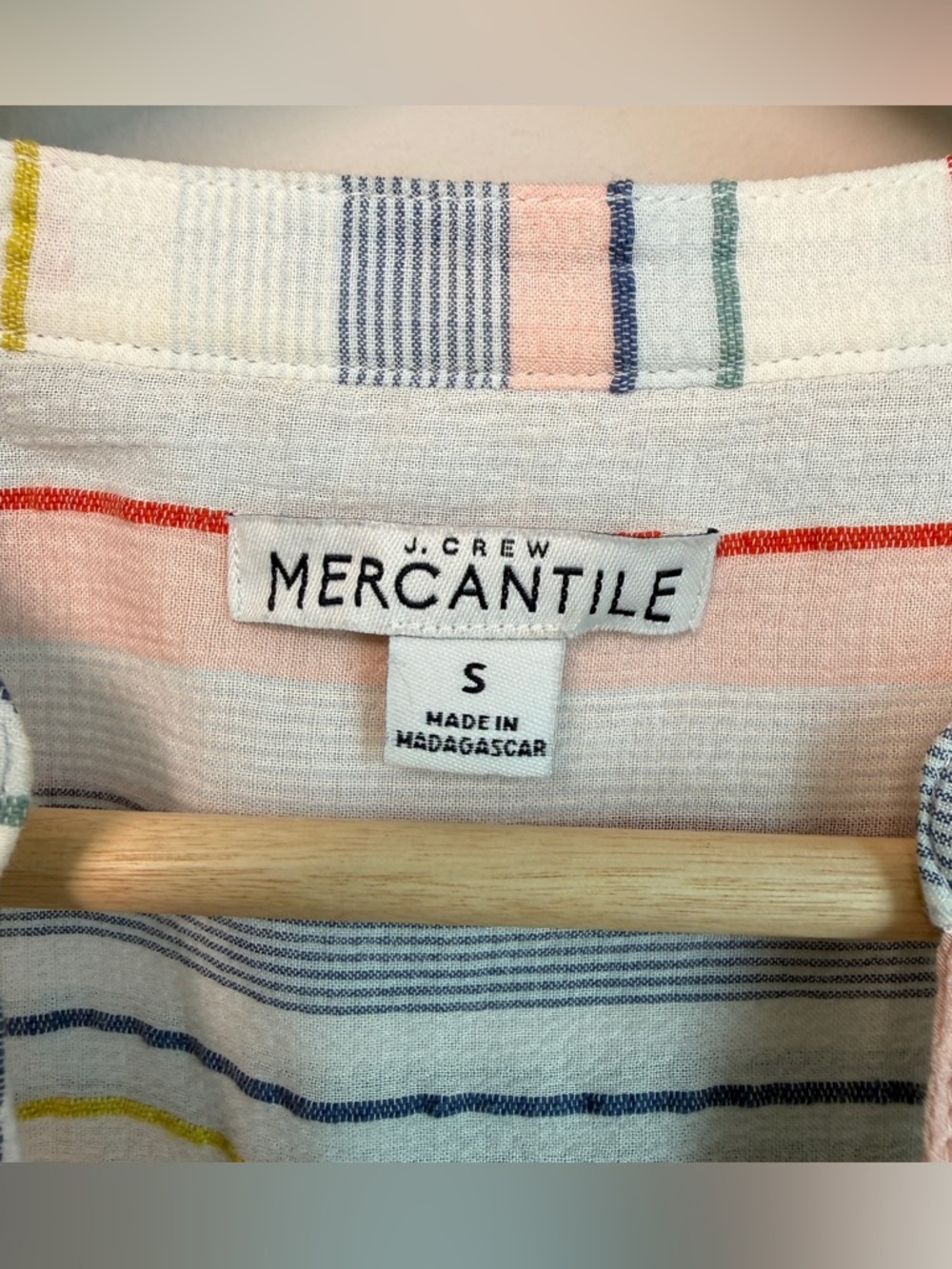 J. Crew Mercantile Striped Cotton Preppy Tie-Sleeve Button Down Shirt | Size S - Picture 4 of 6
